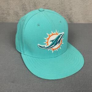 Miami Dolphins Hat Cap Fitted Mens 7 1/2 Teal NFL Football 59FIFTY New Era